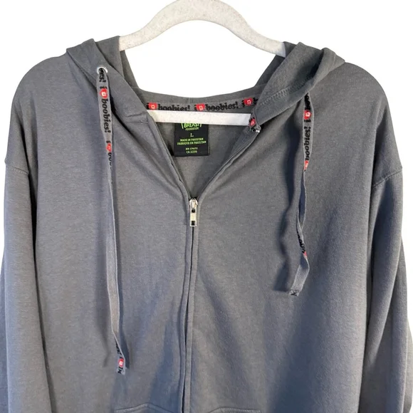 Keep a Breast Foundation I Love Boobies Gray Zip-Up Hoodie Size L Cozy - Picture 11 of 14
